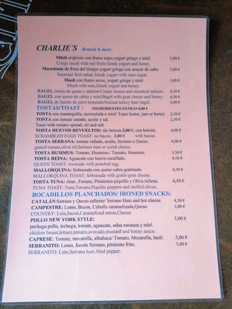 Charlie's Brunch & More — Carta