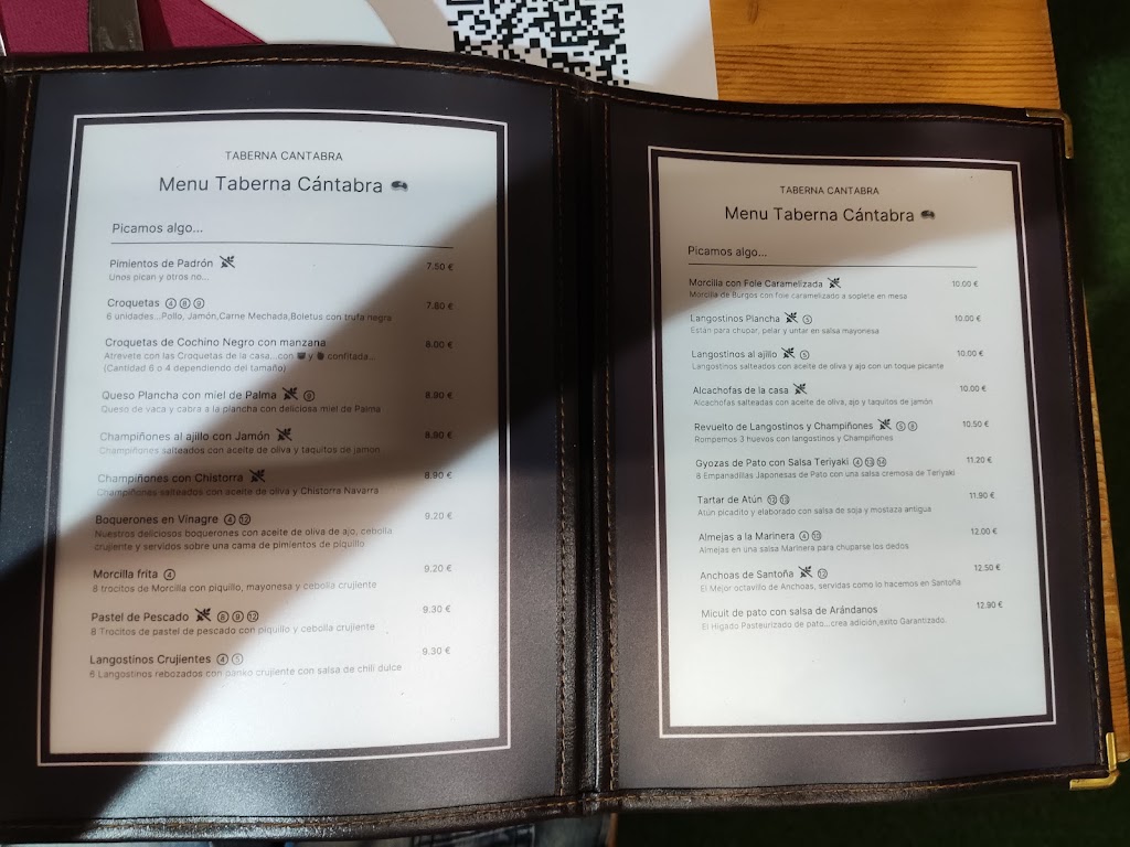 Taberna Cantabra — Carta