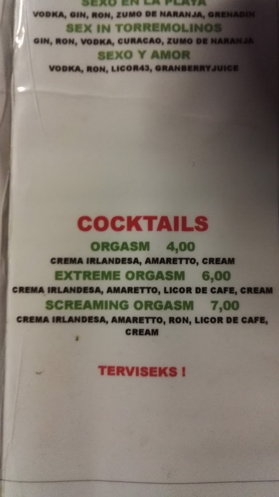 BAR de COPAS BABEL — Carta