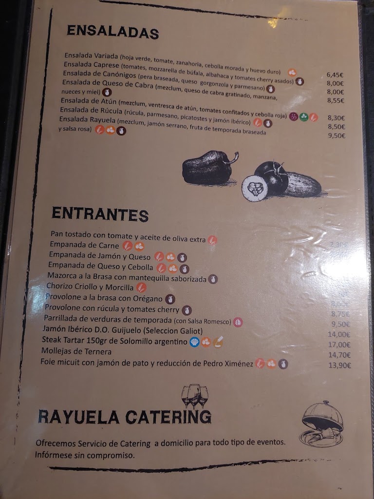 Rayuela resto & grill — Carta