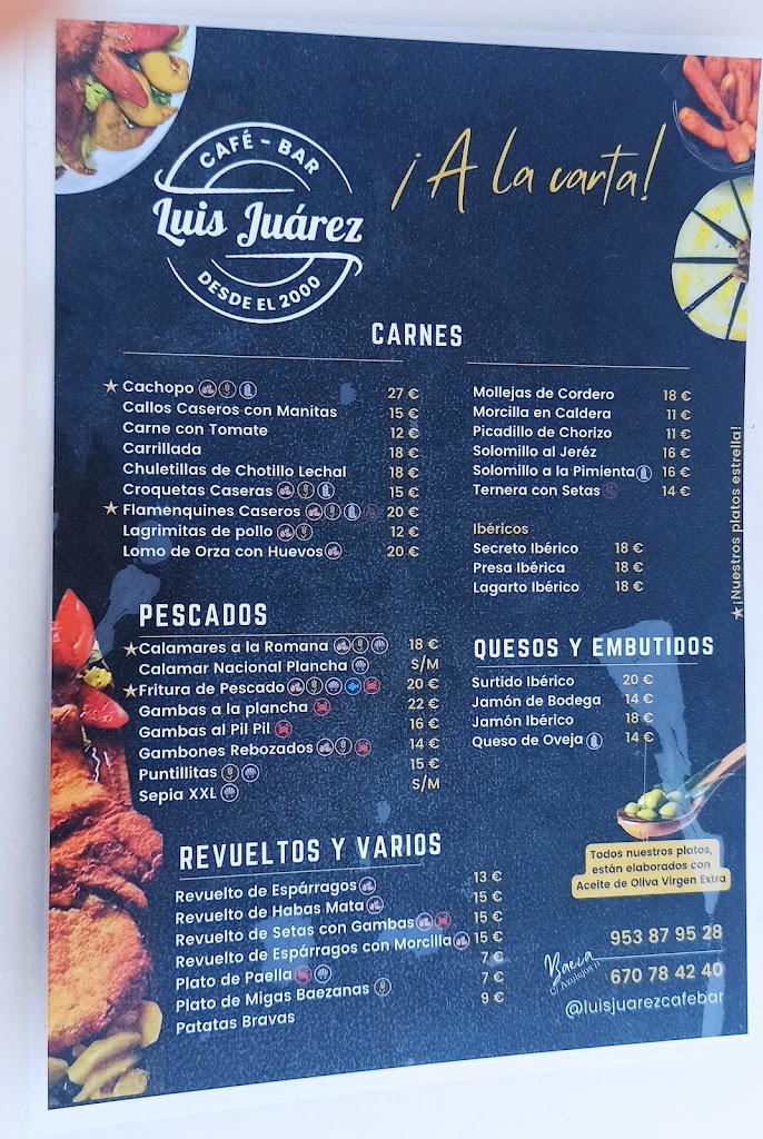 Cafe Bar Luis Juarez — Carta