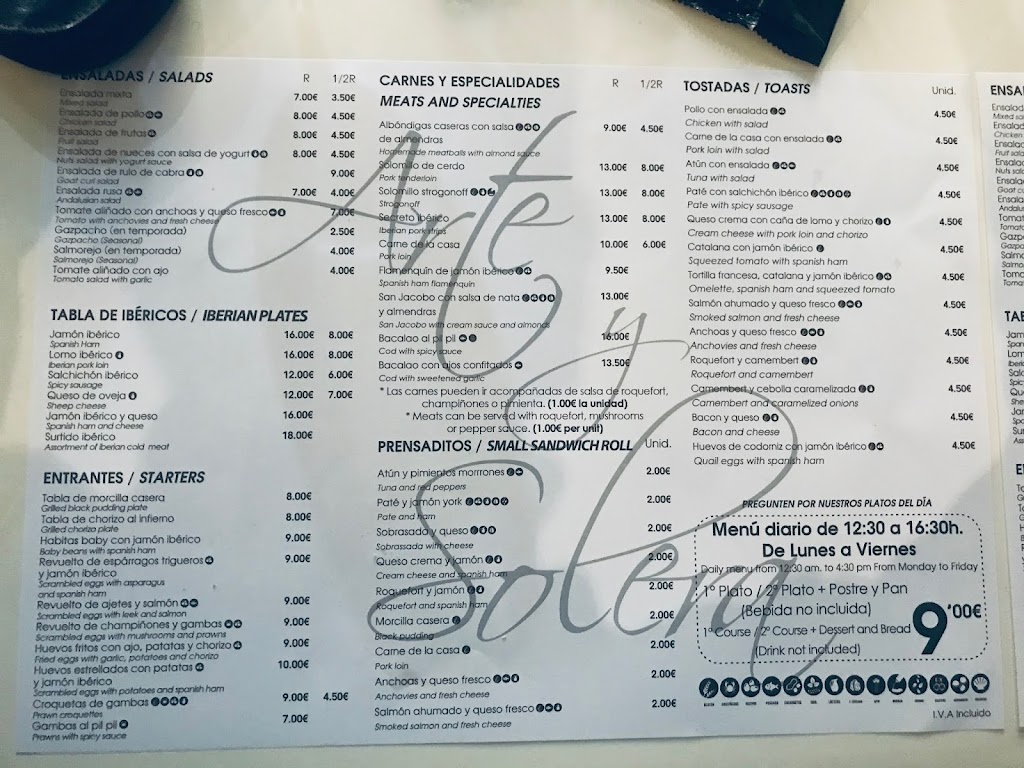 Arte y solera — Carta