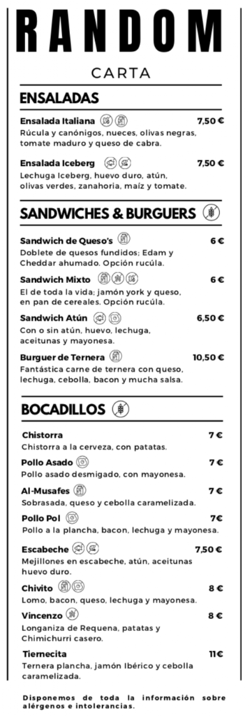 Random Bar — Carta