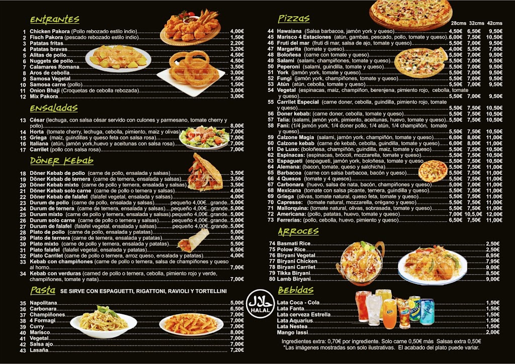 CARRILET KEBAB PIZZERIA & LAHORI TANDOORI RESTAURANT — Carta