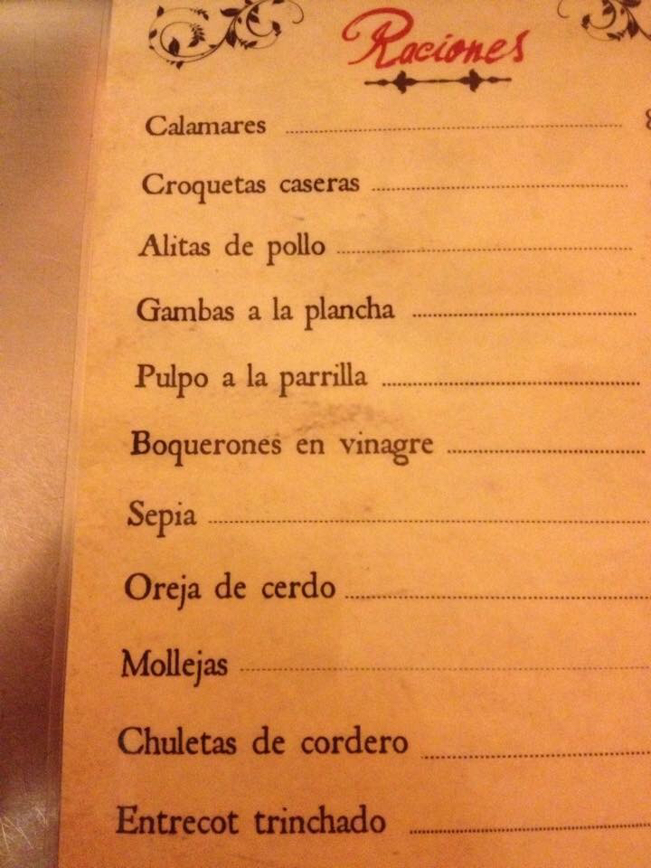 Restaurante El fogon de Cucharo — Carta