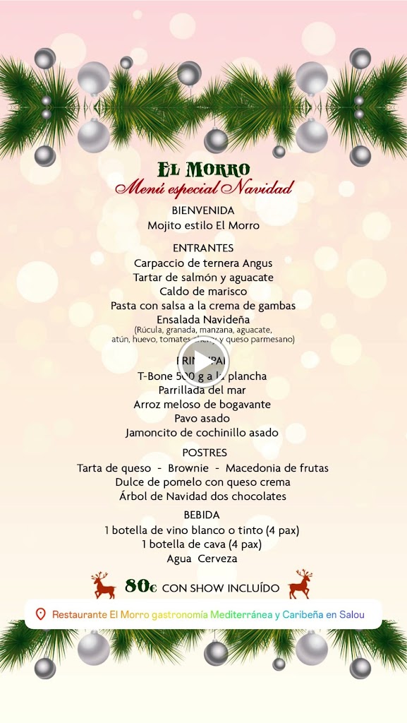 El Morro restaurante mediterraneo y caribeno — Carta