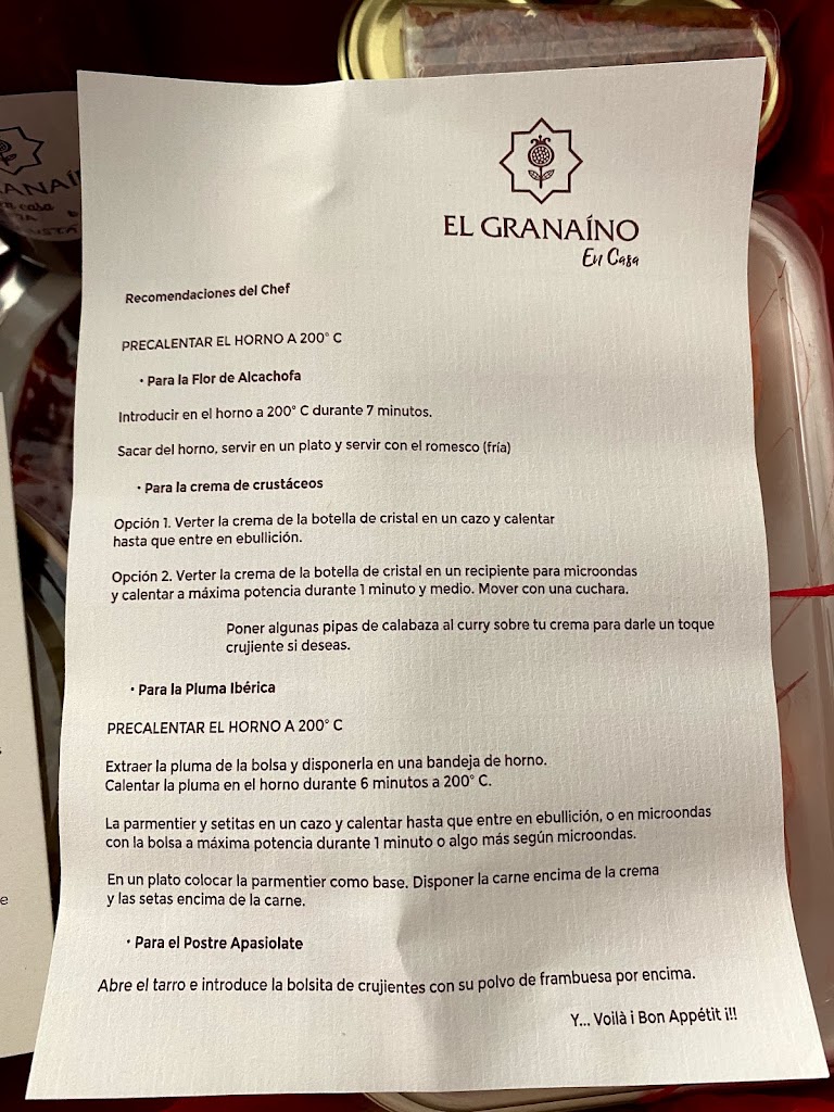 Restaurante Meson El Granaino — Carta