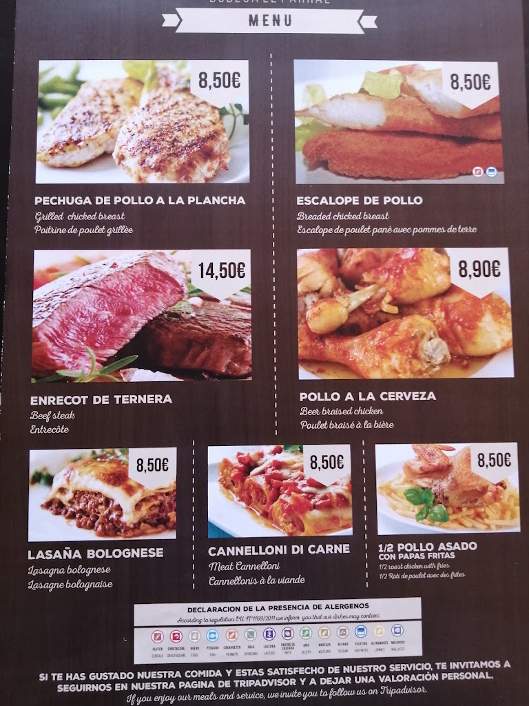 Bodega el Parral — Carta
