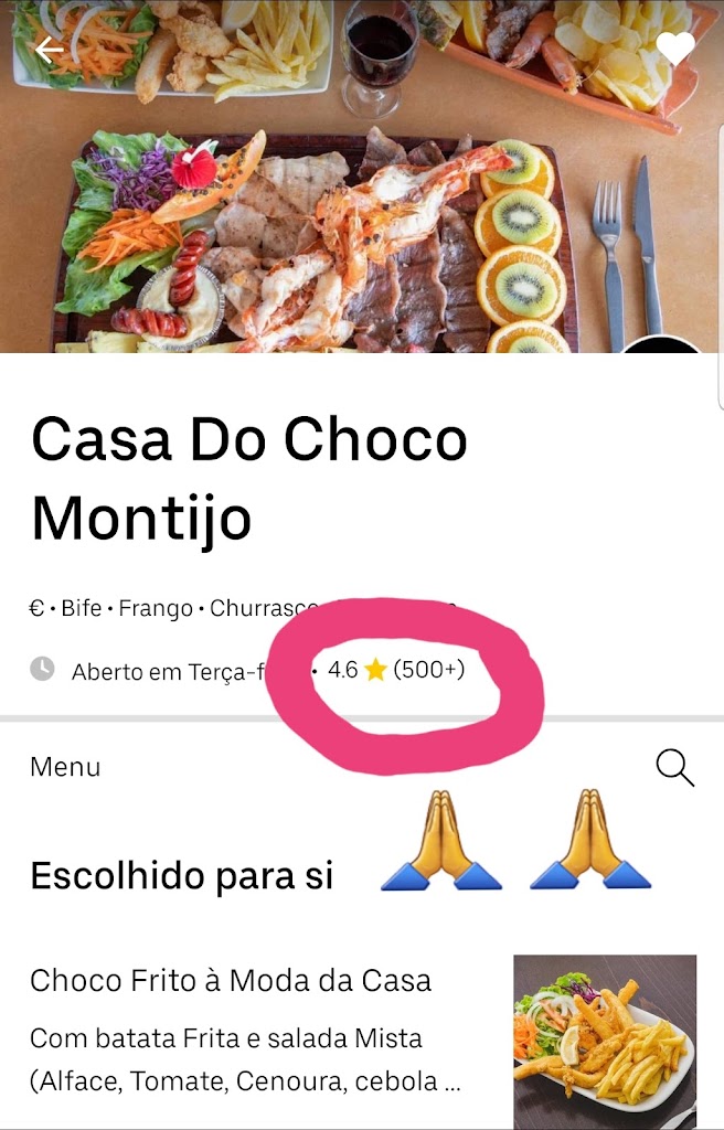 Casa do Choco Montijo — Carta