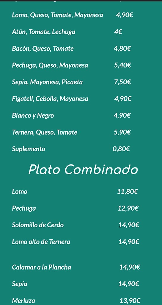 El cafe de diego — Carta