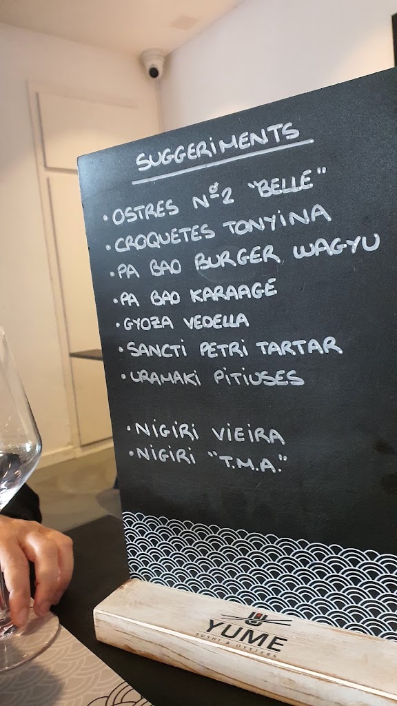 Yume Sushi & Oysters — Carta