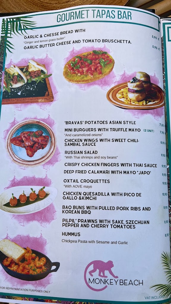 Monkey Beach Restaurant & Lounge Bar — Carta