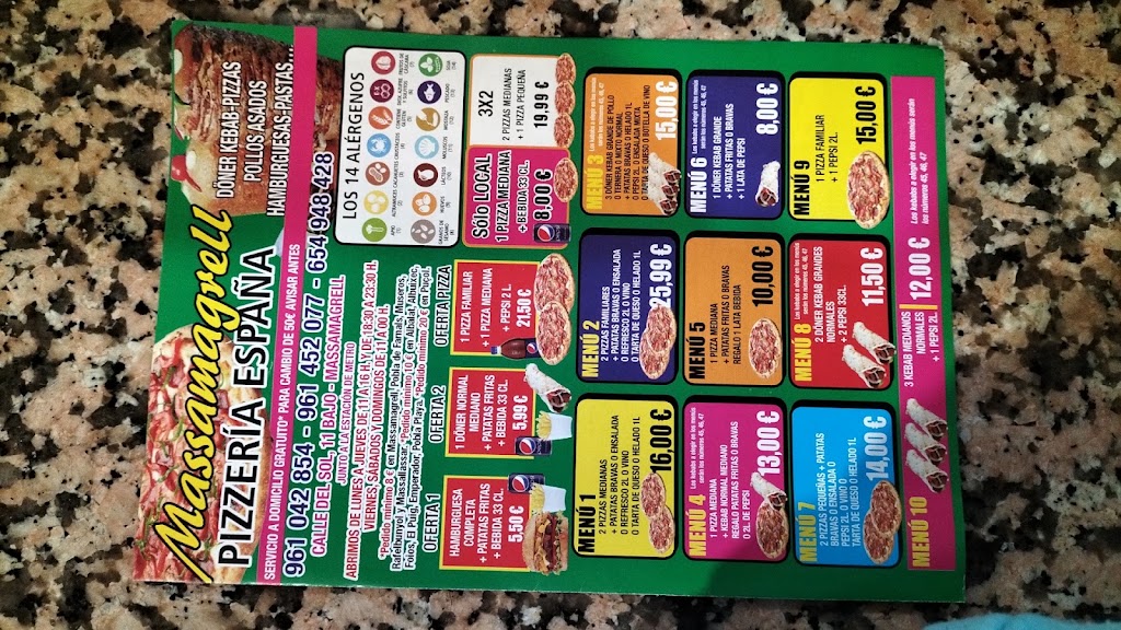 - Pizzeria Kebab Espana Massamagrell — Carta