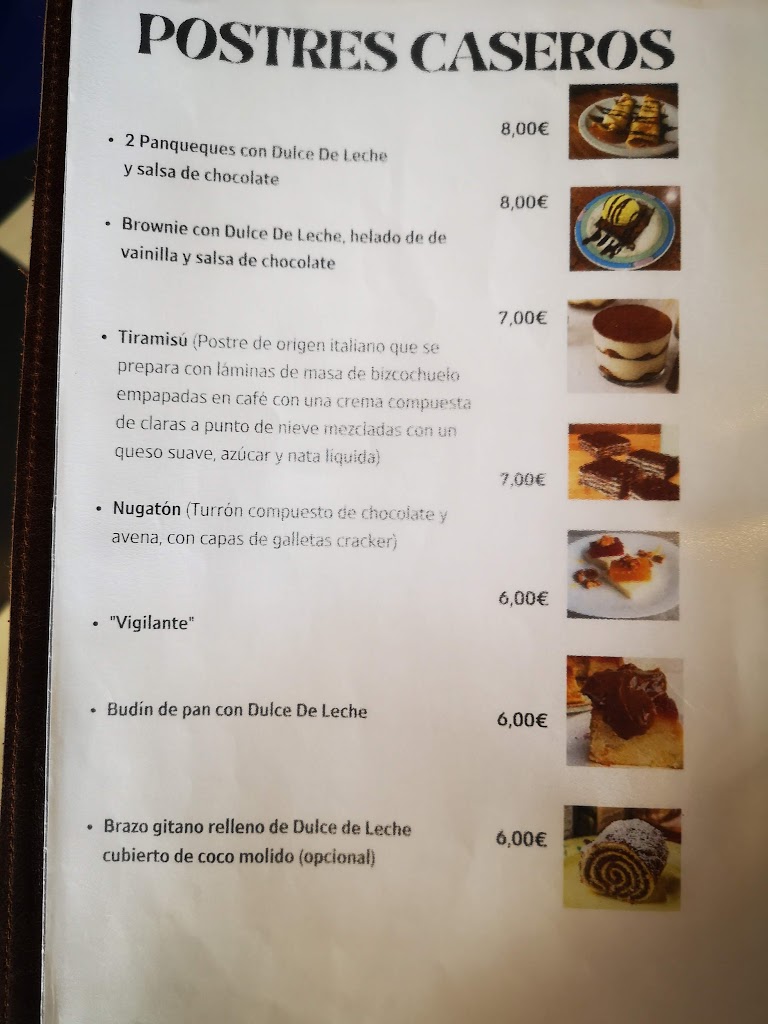 Restaurante Carne Argentina Valencia/Lliria/Benisano — Carta