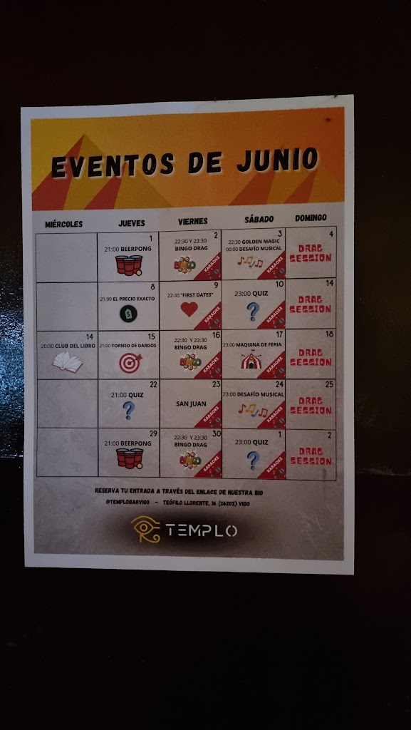 Templo Lounge Bar — Carta