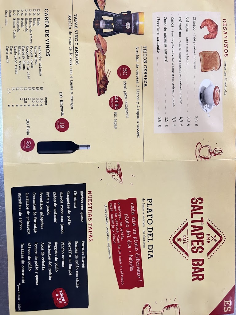 Saltapes Bar — Carta