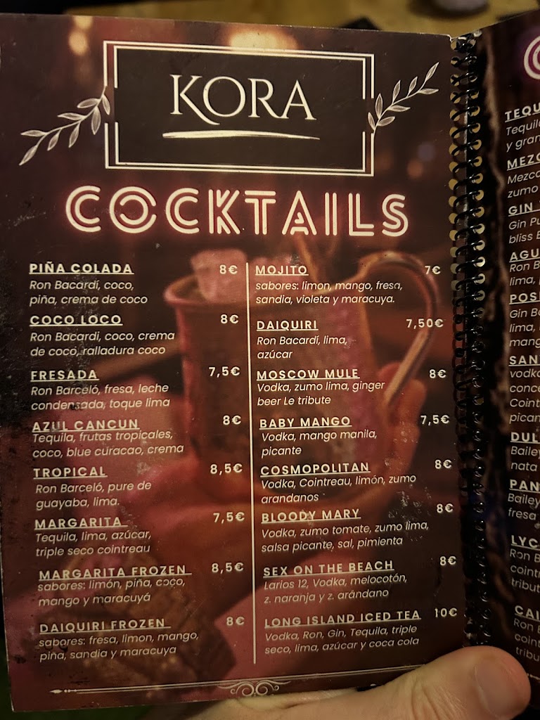 Bar Kora Bormujos — Carta