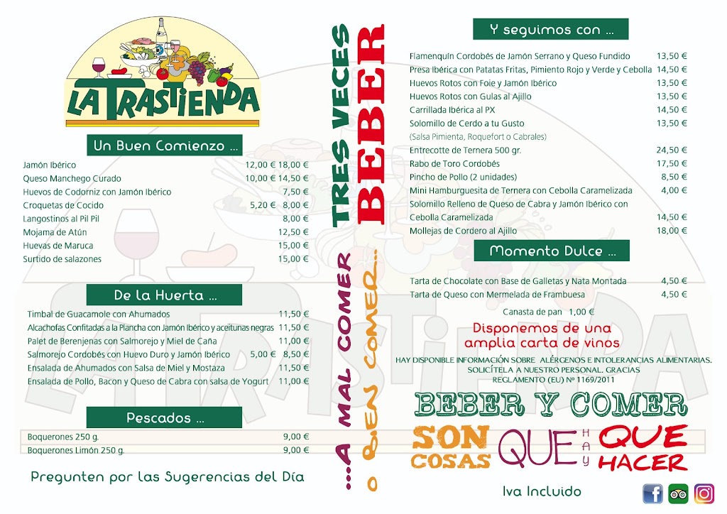 Taperia La Trastienda — Carta