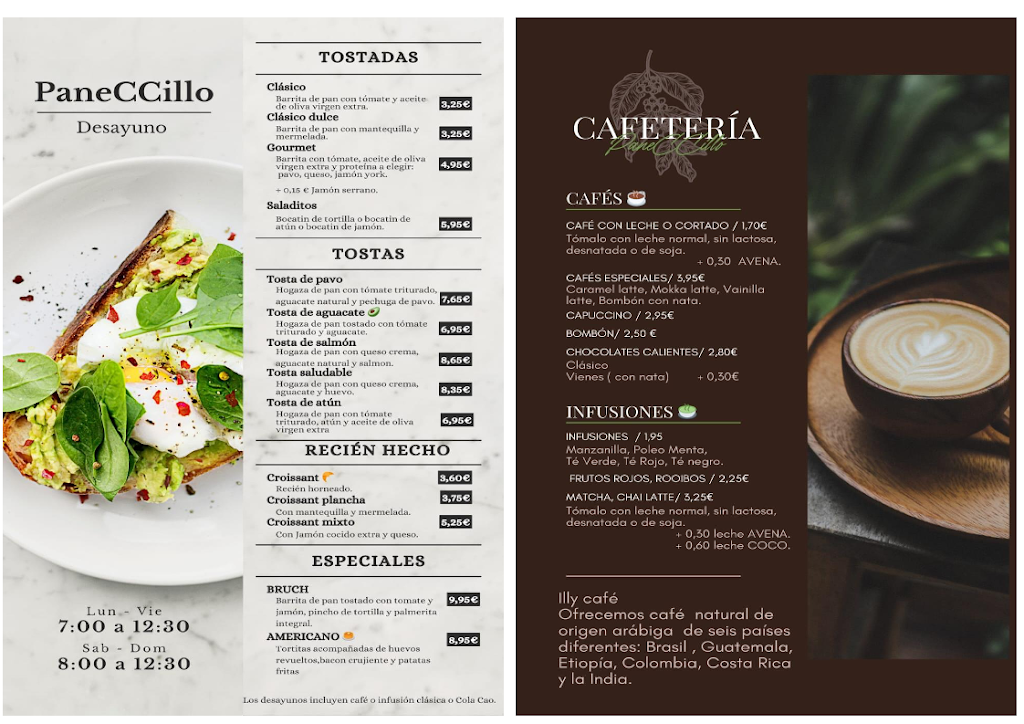 Cafeteria PaneCCillo — Carta