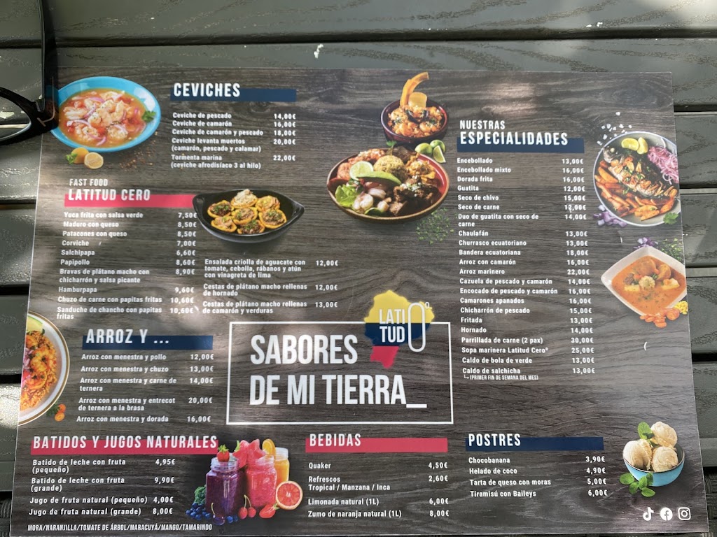 Latitud Ceroo Restaurante — Carta