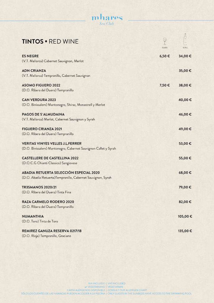 Mhares Sea Club — Carta
