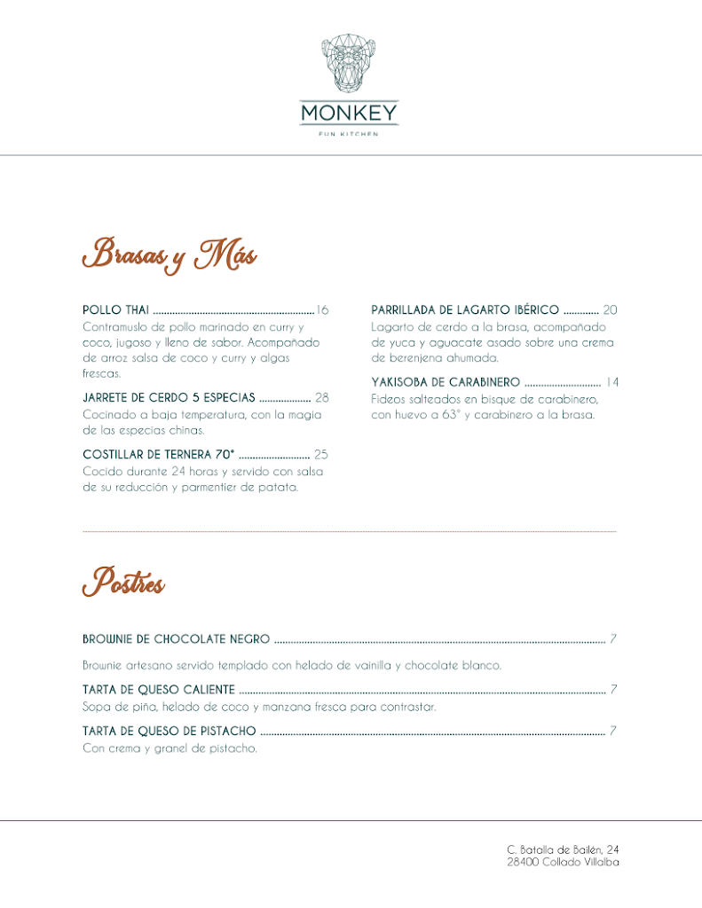 Monkey Fun Kitchen | Recomendado — Carta