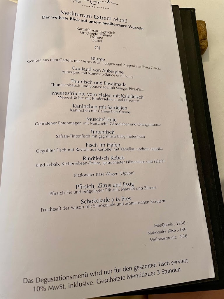 Restaurante Andreu Genestra — Carta