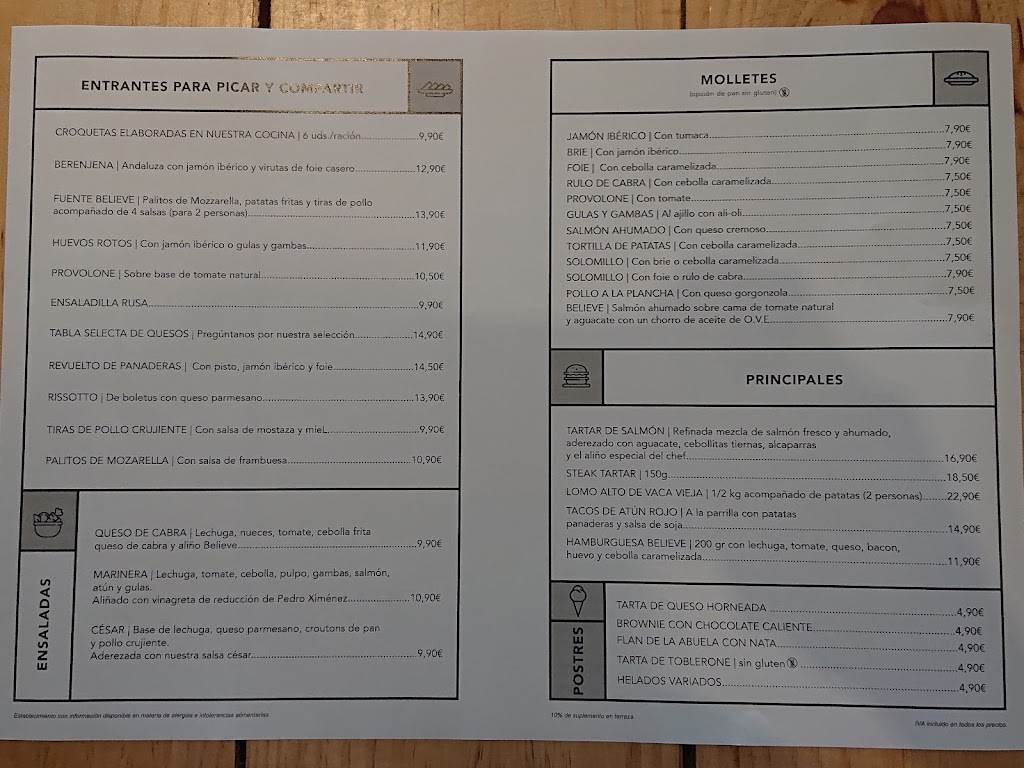Believe Life&Food — Carta