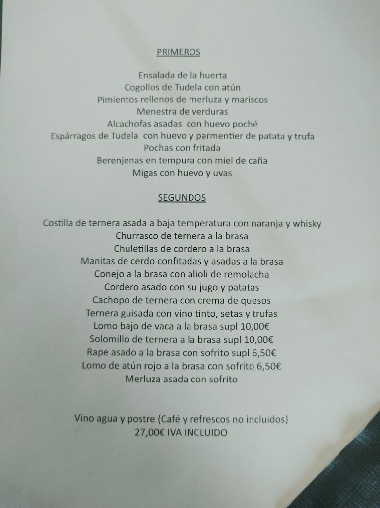 Restaurante La Cervecera — Carta