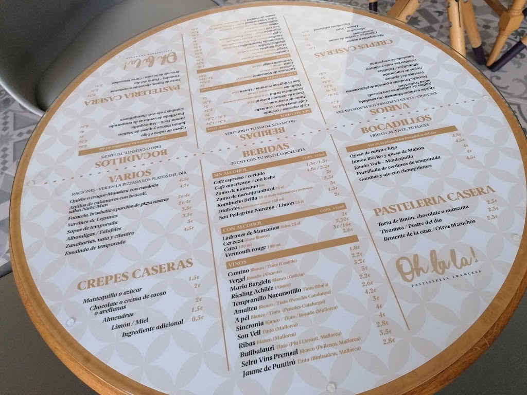 Panaderia-Pastisseria-Cafeteria Oh La La — Carta