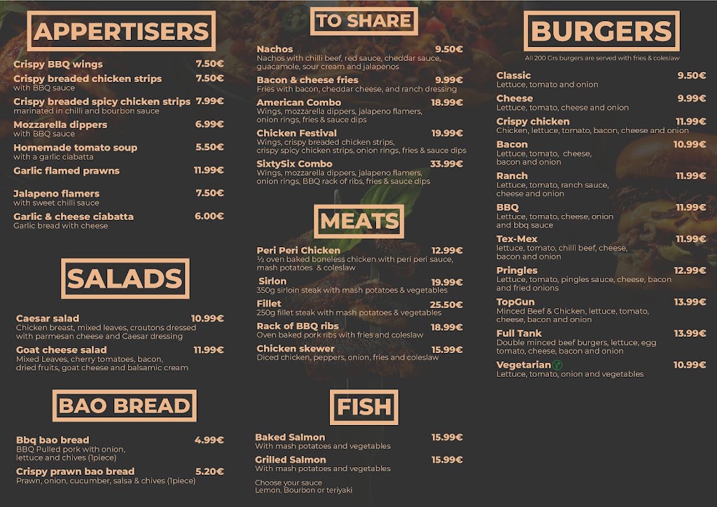 SixtySix American Bar & Grill — Carta