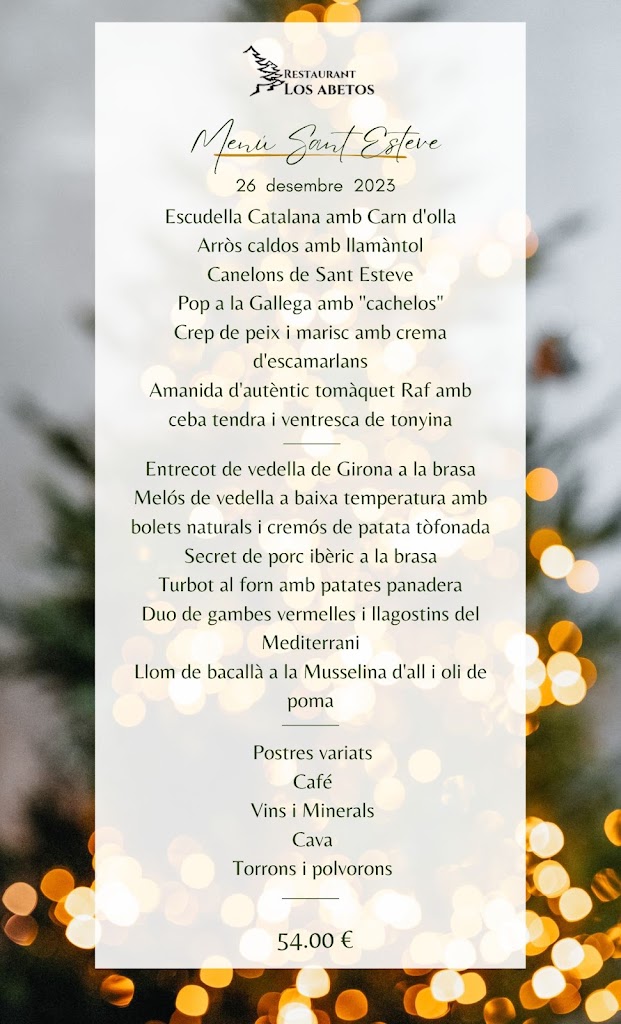 Restaurante Los Abetos — Carta