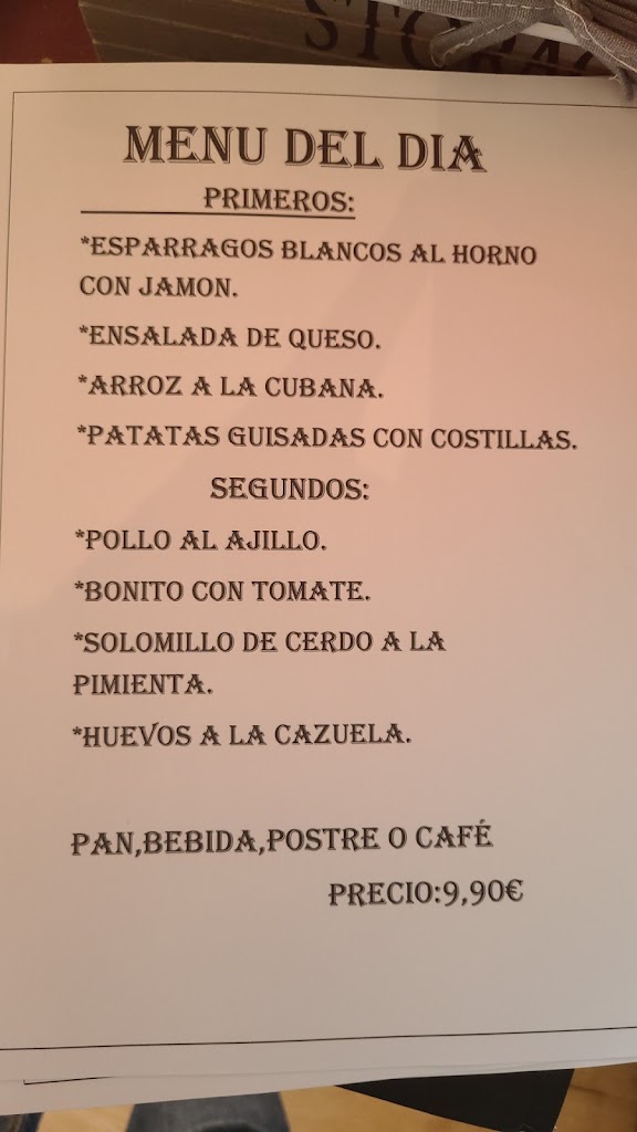 Restaurante Cerveceria Barril — Carta