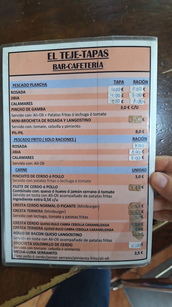 El Teje Tapas — Carta