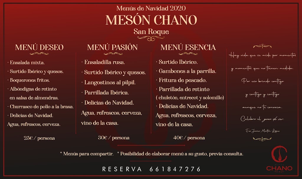 Meson Chano San Roque — Carta