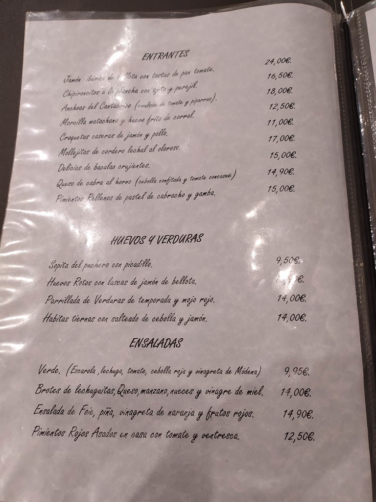 Restaurante El Lagar de Arroyomolinos — Carta