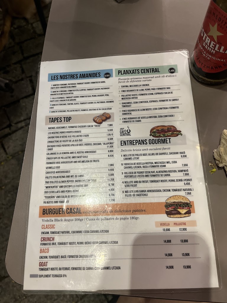 Cafe Central Placa Vella — Carta