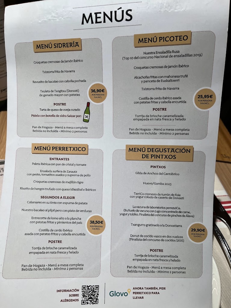 Restaurante perretxiCo Vitoria-Gasteiz — Carta
