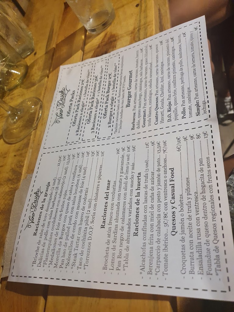 Vinoteca Vino Pasion — Carta