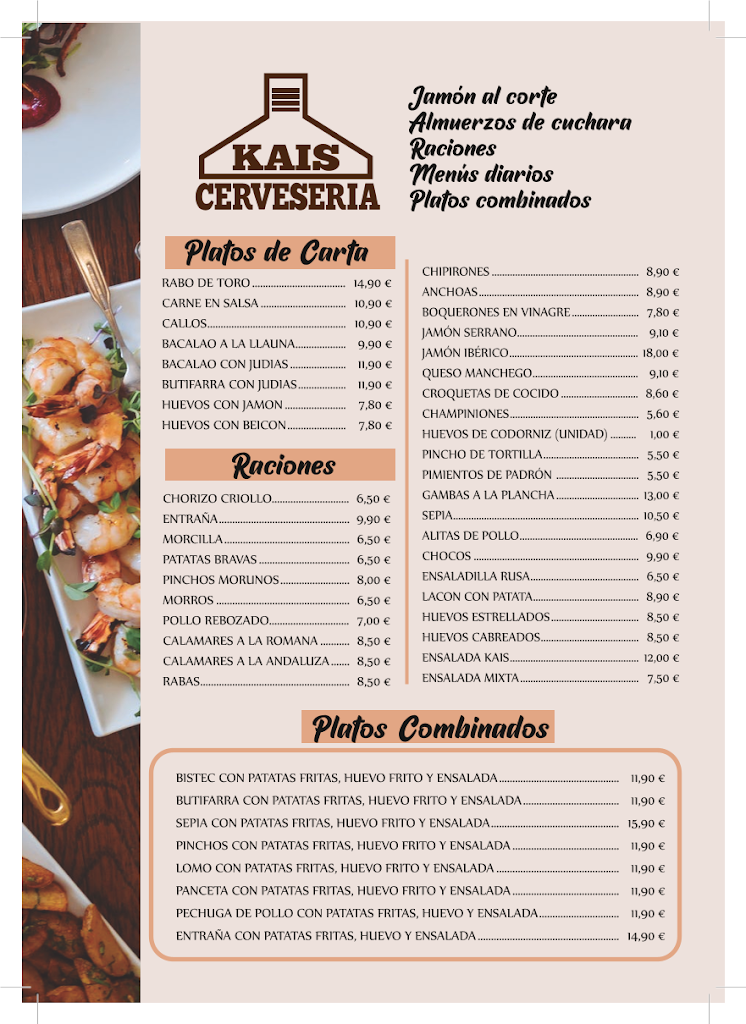 Bar Restaurante KAIS — Carta
