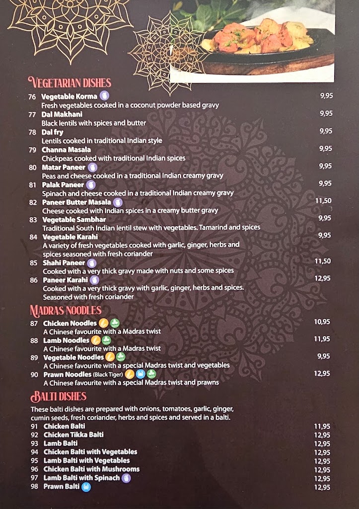 Madras - Indian Restaurant Palma — Carta