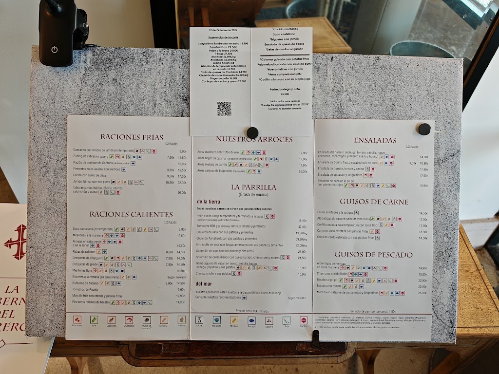 La Taberna del Herrero S20 — Carta