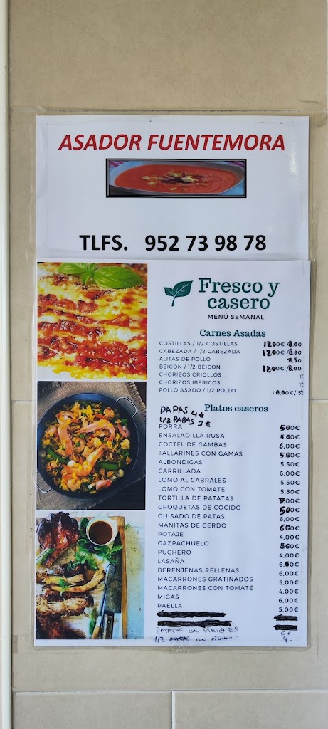 Asador Fuente Mora — Carta