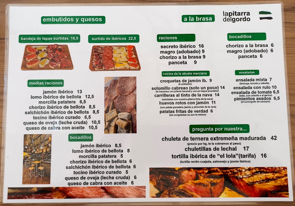 Taberna La Pitarra del Gordo — Carta