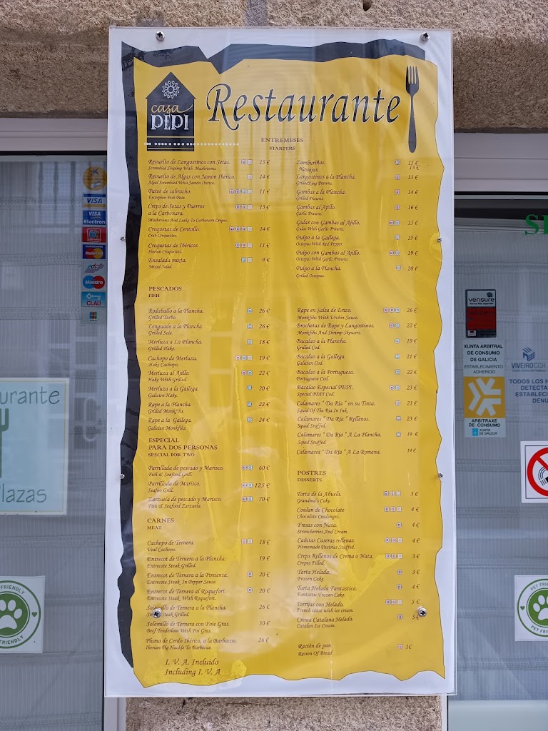 Restaurante Casa Pepi — Carta