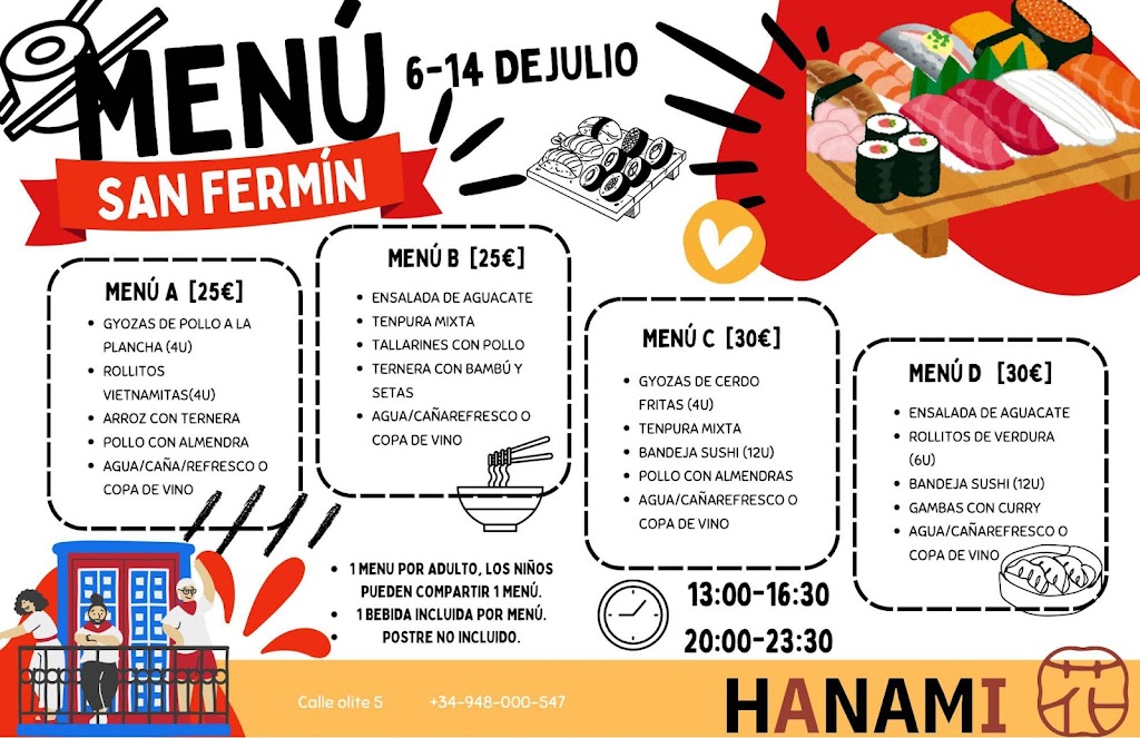 Hanami Pamplona — Carta