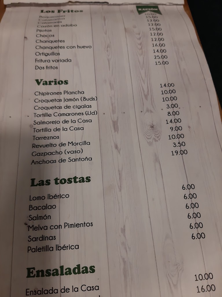 Restaurante El Mirador del Rocio — Carta