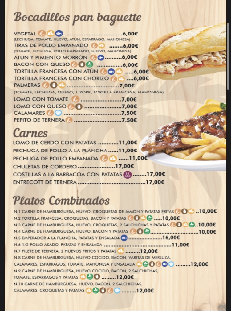 Burguer las Palmeras — Carta
