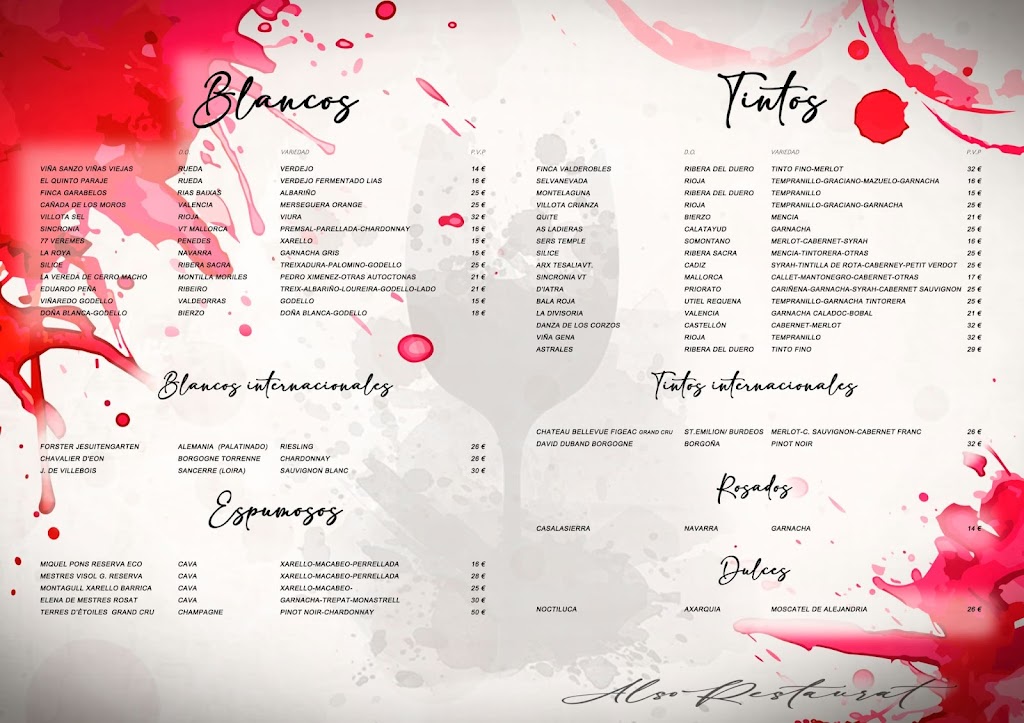 ALSO Restaurant — Carta