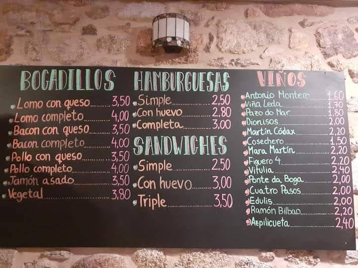 A Taberna — Carta